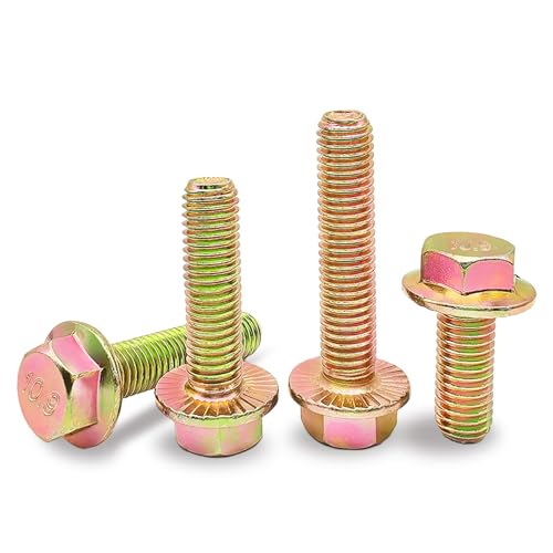 M8 x 20mm 25pcs Heavy Duty Flanged Hex Head Bolts, Flange Hexagon Head Screws, 10.9 Grade Alloy Steel, Yellow Zinc Plated, Metric Fully Thread - size: M8 x 20mm(25pcs)