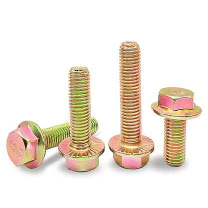 M8 x 70mm 10pcs Heavy Duty Flanged Hex Head Bolts, Flange Hexagon Head Screws, 10.9 Grade Alloy Steel, Yellow Zinc Plated, Metric Half Thread - size: M8 x 70mm(10pcs)