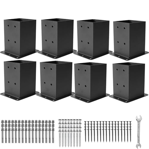 8 Pcs 4"× 4" Post Base|Inner Size (Fit 3.6" x3.6“) Lumber - size: 4"x4", style: 8 Set