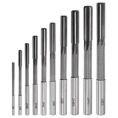 uxcell Chucking Reamer Set Lathe Machine Reamer Straight Flute Milling Cutter High Speed Steel H7 Tolerance (3mm 4mm 5mm 6mm 7mm 8mm 9mm 10mm 11mm 12mm) 10pcs - style: H7