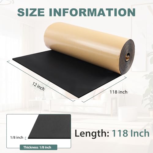 FONUNO Neoprene Foam Padding with Adhesive Closed Cell Foam, Black - color: Black, size: 12" Wide x 118" Long x 1/8" Thick
