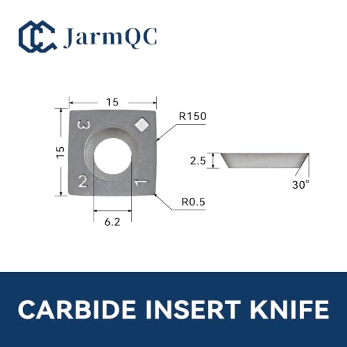 15mm Tungsten Carbide Replacement Inserts Cutters for Woodworking, 15x15x2.5mm-30°-R150-4R0.5 Fits for Helical Spiral Planer Cutterhead and DIY Wood Lathe Work, Replacement cutter Tools, 10 Pcs