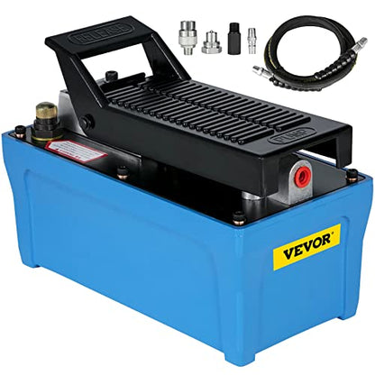 Mophorn Air Hydraulic Pump 10000 PSI Air Over Hydraulic Pump 1/2 Gal Reservoir Air Treadle Foot Actuated Hydraulic Pump 3/8" NPT with 6.56 ft Hose 2 Connector Single Acting for Car Repair (Blue)