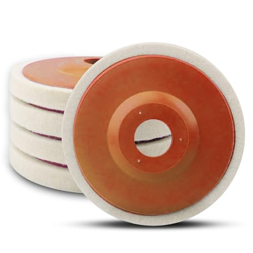5 Pcs 4.5 Inch Wool Felt Polishing Wheel Disc,Wool Polishing Wheel Disc for 7/8 Inch Angle Grinder, for Metal Aluminum,Stainless Steel, Chrome, Jewelry, Wood, Plastic, Ceramic, Glass - style: 5pcs 4.5"