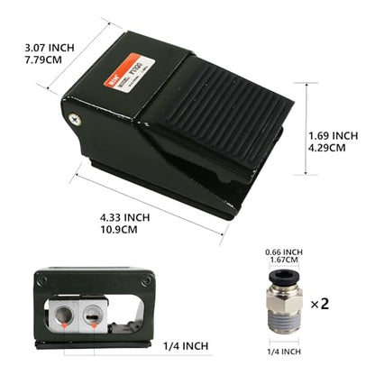 RIH Pneumatic Foot Pedal Valve1/4 NPT Pressure Control Foot Switch with Silencer (3Way 2Position(FV320)) - style: 3Way 2Position(FV320)