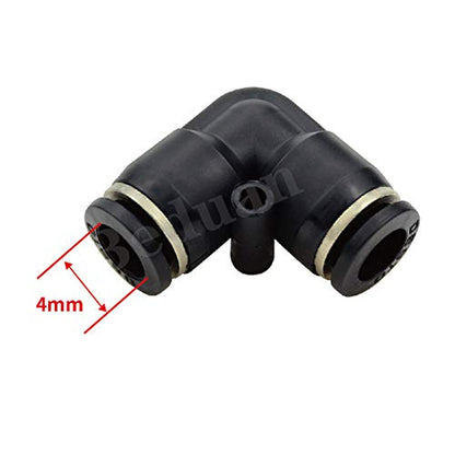 Beduan Push to Connect Fitting Elbow, 4mm x 4mm Tube OD Pneumatic 90° Degree Adapter Push in Fitting for Air Compressor （Pack of 10） - size: 4mm