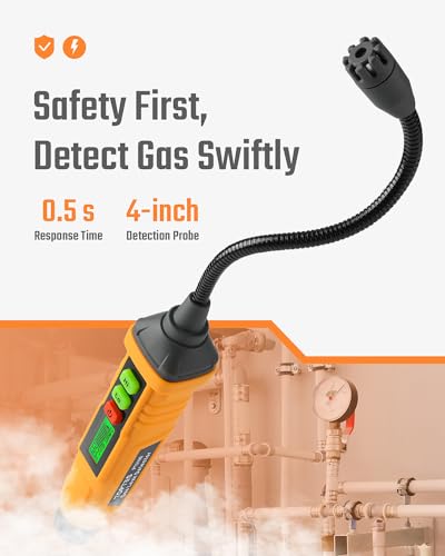 TopTes PT210S and PT205 Gas Leak Detectors, Natural Gas and Propane Leak Detectors with Audible & Visual Alarms, 4-inch Probe, Measures%LEL for Methane, Butane, and Combustible Gases for Home and RV