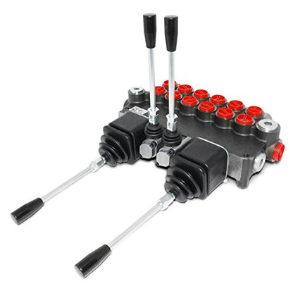 Monoblock Hydraulic Directional Control Valve w/ 2 Joysticks, 6 Spool, 21 GPM