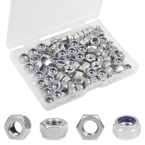 100PCS M6 Locknuts M6x1.0mm Nylon Insert Hex Lock Nuts - size: M6x1mm;100 PCS