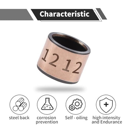 4Pcs Sleeve Bearing 12mm Bore x 15mm OD x 12mm Length Plain Bearings Wrapped Oilless Bushings for Printing Machines, Textile Machines, Hydraulic Transport Vehicles - size: 12x15x12mm