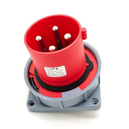 IEC60309 Waterproof CEE Industrial Reverse Plug Connector Concealed Male Socket 4Pin 125A(UI Standard 100A) 380-415V 3P+E Flame Retardant IP67 - style: Concealed Socket