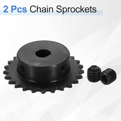 uxcell 2 Pcs #25 Chain Roller Sprocket 10 x 9mm Bore, 1/4" Pitch 25 Tooth C45 Carbon Steel ANSI #25 Roller Sprocket with Set Screws for ISO 04C Chain - size: 10 x 9mm Bore 25 Tooth
