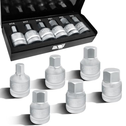 6PCS Hex Impact Bit Socket Set, 3/4" Drive Allen Socket Kit, Cr-Mo - size: 6PCS | Multi-Size Set