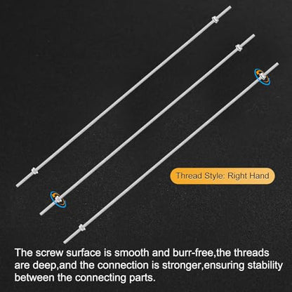 M METERXITY 6-Pack Fully Threaded Rod, M4x400mm 304 Stainless Steel Right Hand Thread Bar Studs with Hex Nuts and Washers for Furniture Anchor Bolts/Clamps/U-Bolts/Beaded Garden Stake Rods - size: M4x400mm