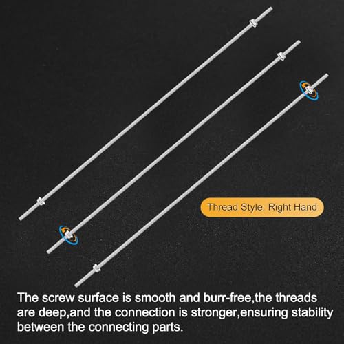 M METERXITY 6-Pack Fully Threaded Rod, M4x450mm 304 Stainless Steel Right Hand Thread Bar Studs with Hex Nuts and Washers for Furniture Anchor Bolts/Clamps/U-Bolts/Beaded Garden Stake Rods - size: M4x450mm