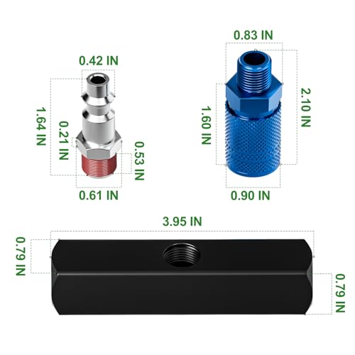 TAISHER 2Pcs 3-Way Straight Air Manifold 4 Ports Aluminum Industrial Pneumatic Air Compressor Quick Connect Socket In Line Type Air Hose Splitter with 3 Couplers and 1/4" Male NPT Plug - size: 1/4" MNPT 2Pcs