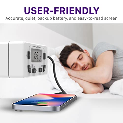 Fosmon 7 Day Digital Timers for Electrical Outlets, Indoor Plug-in Light Timers Switch Programmable, Electric Wall Plug for Lamp, Grow Reptile Lights, Aquarium, 15A/1875W, Grounded - style: 7 Day 1 pack