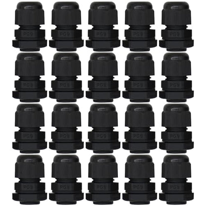 MAKERELE PG9 Cable Gland Waterproof IP68 Wire Gland, 4-8.2mm, 20 PC, Black - size: PG9/20PCS/BAG