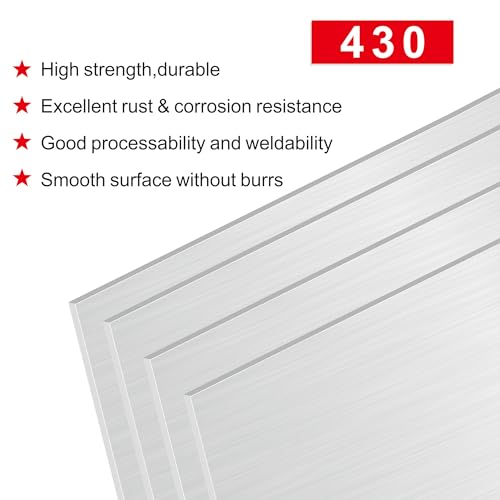 4PCS Stainless Steel Metal Sheets 10" x 10" x 1/32" Inch Metal Plates for Magnetic Mount Board Wall,430 Stainless Steel Shim Stock Plates for Crafting, Kitchen, Office(Thickness 0.8mm)