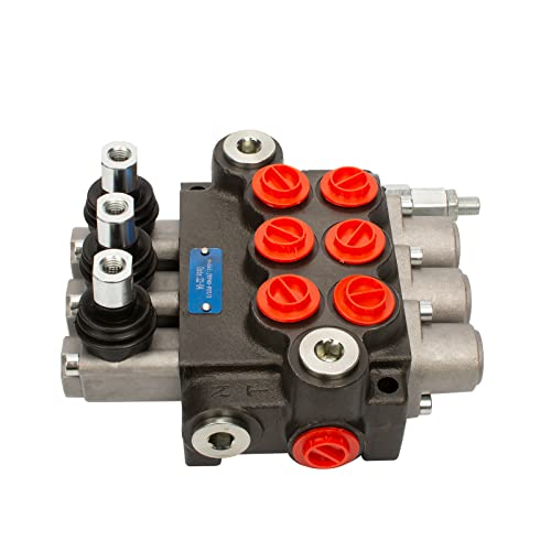 Hydraulic Tractor Loader Control Valve 3 spool, 11GPM SAE Ports Double Acting Hydraulic Directional Flow Control Valve w/Joystick for Log Splitters, Tractors Loaders - size: 11GPM 3 Spool 3 Joysticks