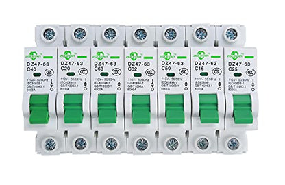 AC Miniature Circuit Breaker, 1 Pole 50 Amp, 120/240VAC, 6kA Din Rail Mount Breaker with Thermal Magnetic Trip, DZ47-63 C50 1P, AC Solar MCB - color: 1 Pole, size: 50 A