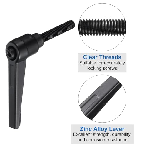 uxcell 4pcs Lever Adjustable Handles M6 x 25mm Metric Male Thread with Nuts Washers, Level Clamping Handle Set Hand Stud Knobs Rotating Screw Handles Bolts with Locking Lever, Black - size: M6 x 25mm