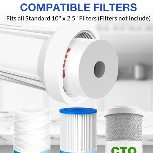 SimPure Whole House Water Filter Housing, 10" Sediment Filter - size: 1 Count (Pack of 1), style: System (10 Inch x 2.5 Inch)