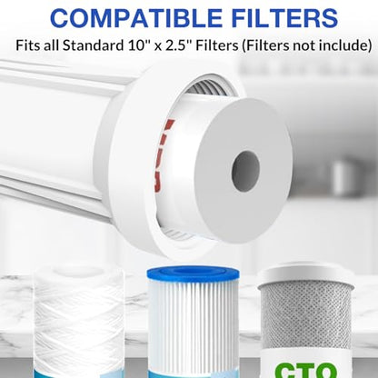 SimPure Whole House Water Filter Housing, 10" Sediment Filter - size: 1 Count (Pack of 1), style: System (10 Inch x 2.5 Inch)