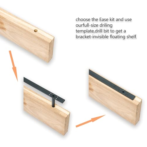Heavy Duty Floating Shelf Bracket 53 inch, Hidden Shelf Bracket for Mantel and Shelving, Max Load 200 lbs if Mounted on Studs, Invisible Bracket for Floating Shelves (with Ease Build Kit) - size: 53 inch （outfit normal build kit）