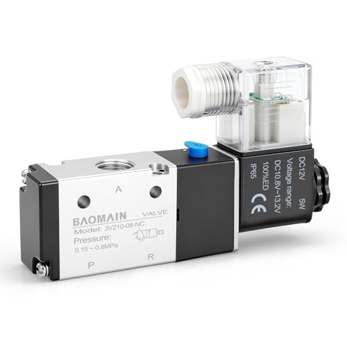 BAOMAIN 3V210-08 12V DC 3/2 Pneumatic Solenoid Valve NC - size: Single Valve
