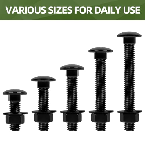20 Sets 1/4-20 x 3/4" Carriage Bolt Kit, Round Head Square Neck, Black Carriage Bolts and Hex Nuts Set with Flat Washers - size: 1/4-20 x 3/4"