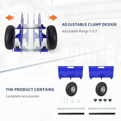 600 LBS Panel Dolly, Door Dolly Adjustable Drywall Mover with 10" Tires - size: Blue-1 PCS