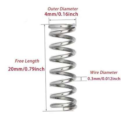 150pcs Compression Springs, 304 Stainless Steel Small Pen Spring, Length 10-30mm, OD 4-6mm, Wire Diameter 0.3-0.5mm (Color : 150pcs, Size : 0.3 * 4 * 20mm) - size: 0.3*4*20mm