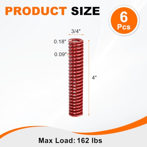 HARFINGTON 6pcs Die Spring 3/4" OD x 4" Free Length SMH4016, Red - size: 3/4" OD x 4" Free Length