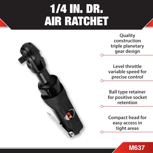 Performance Tool M637 1/4 in. Drive Compact Air Ratchet Wrench - size: 1/4" Dr Air Ratchet