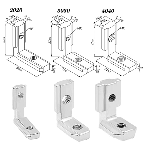 20Set 3030 Corner Bracket L-Shape Interior Inside Connector for 3030 Aluminum Extrusion AccessoriesSilver(20 LES) - style: 20Set Internal Corner Buacket Silver