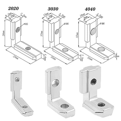 20Set 3030 Corner Bracket L-Shape Interior Inside Connector for 3030 Aluminum Extrusion AccessoriesSilver(20 LES) - style: 20Set Internal Corner Buacket Silver