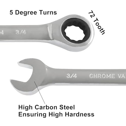 3/4 Inch Ratchet Combination Wrench, Imperial SAE 72-Tooth - size: 19.05 mm