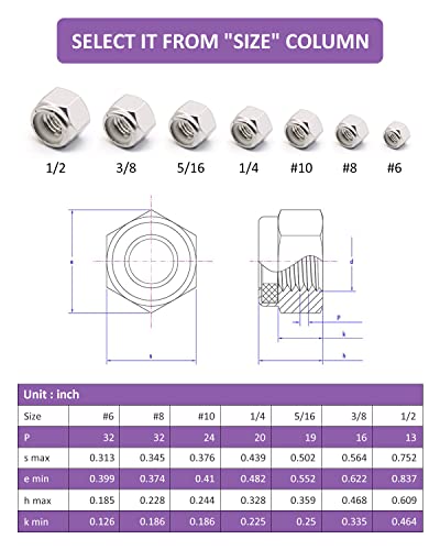 6# 32 Lock Nuts - Nylon Insert Hex LockNuts,304 Stainless Steel,Plain Finish (150 Pack) - size: 6#32(150 pack), style: SAE