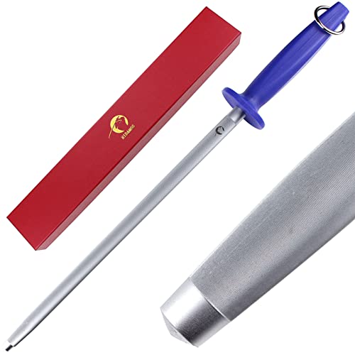 Honing Steel Knife Sharpener Steel Round 12 IN for Kitchen Knife - color: Blue Round 12-IN