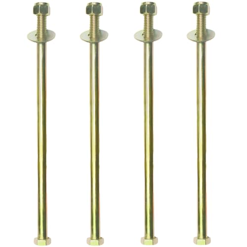 1/2" x 11" Hex Head Bolt by Color Galvanization with Nylon Lock nut and Large Size Washer Assortment Kit,Alloy Steel,Grade 8.(4pcs Pack) - size: Grade 8 1/2" x 11"