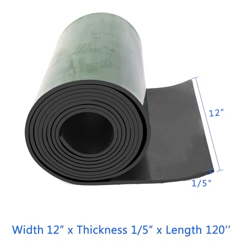 HooTown Adhesive Solid Rubber Strips, Self Neoprene Rubber Sheet Rolls Seal - size: 12”Wide x 120”Long, style: 1/5" Thick Adhesive