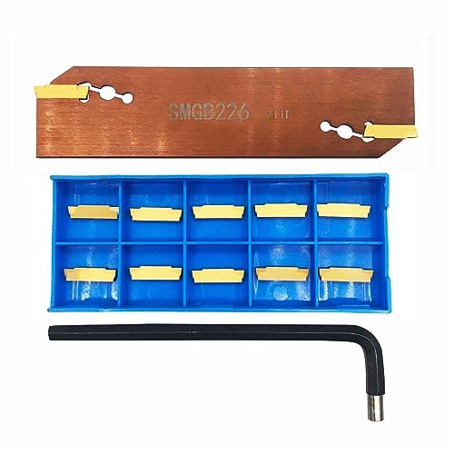 Grooving Slotting Tool Cut Off Plate Tool Lathe Turning Tools SPB326, Grooving Cut-Off Tool with 12 pcsSP300 Carbide Turning Inserts Grooving Parting Blade Plate (SMGB226+MGMN200) - size: SMGB226+MGMN200