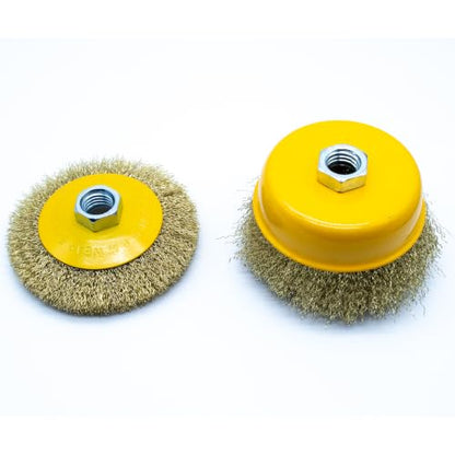 2 Pack 4 Inch Crimped Wire Cup Brush, Brass Coated Steel Wire Wheel