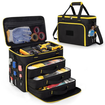 Marscamd 2 Layers Tool Bag with 3 Clear Window Removable Cases - color: Black/Yellow