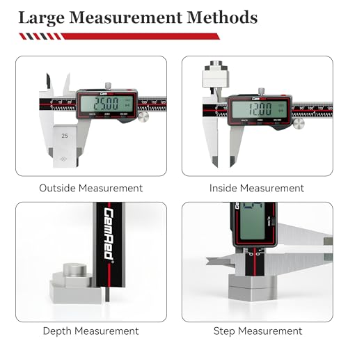 GemRed Wireless Digital Caliper 8 Inch with Data Output, Auto Off