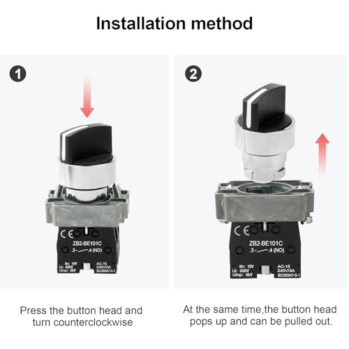 2-Pack Black 3-Position Metal Head Selector Switches, 2NO - style: Black 3-Position Selector Switch 2NO