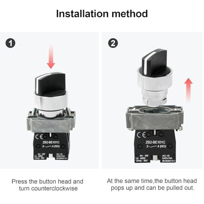 2-Pack Black 3-Position Metal Head Selector Switches, 2NO - style: Black 3-Position Selector Switch 2NO