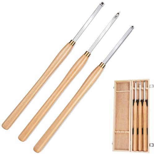 Woodturning Carbide Lathe Tools, 23.7" Pro Size Wood Turning Tool Set of 3 Rougher Detailer Finisher - style: Pro