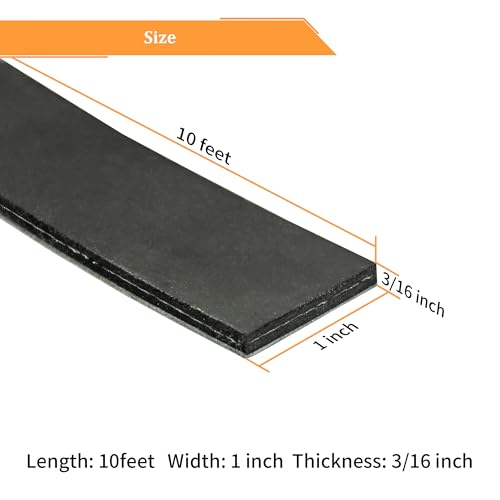 DOBTIM Adhesive Reinforced Solid Rubber Sheets, Rolls & Strips Cloth Inserted 3/16 (.187)" Thick X 1" Wide X 10'Long, Neoprene Strips Tensile-Resistant Tougher Projects - size: 1" X 10', style: .187" thick(Adhesive）